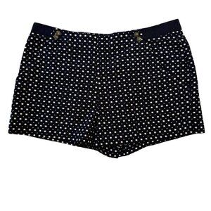 FOREVER 21 Textured Navy/White Shorts Medium Square Button-Front Grosgrain Waist